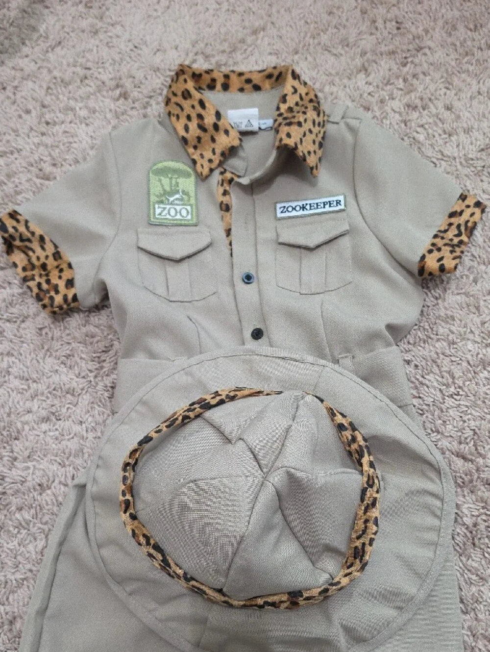 Kids One-Piece Jumpsuit with Leopard Trim